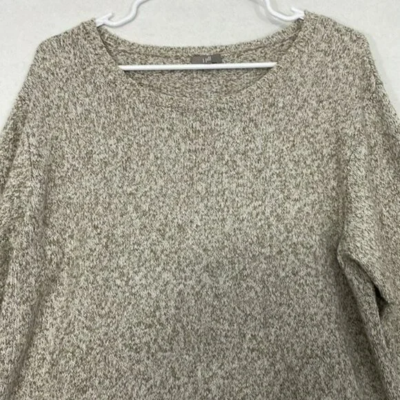 J. Jill Sweater with Pockets, Split High Low Hem, Beige / Tan, Large - Picture 2 of 9